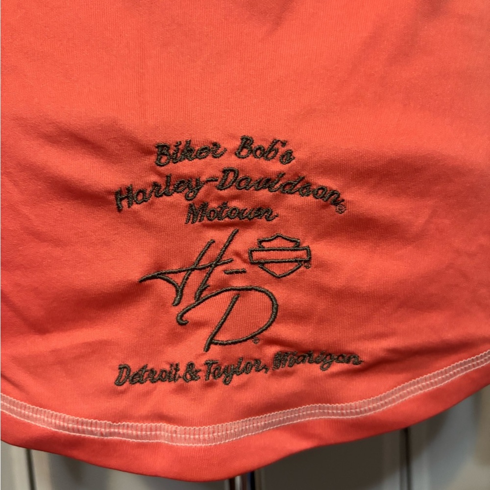 Harley-Davidson Women's V-Neck Coral Long Sleeve Tee - Picture 3 of 6